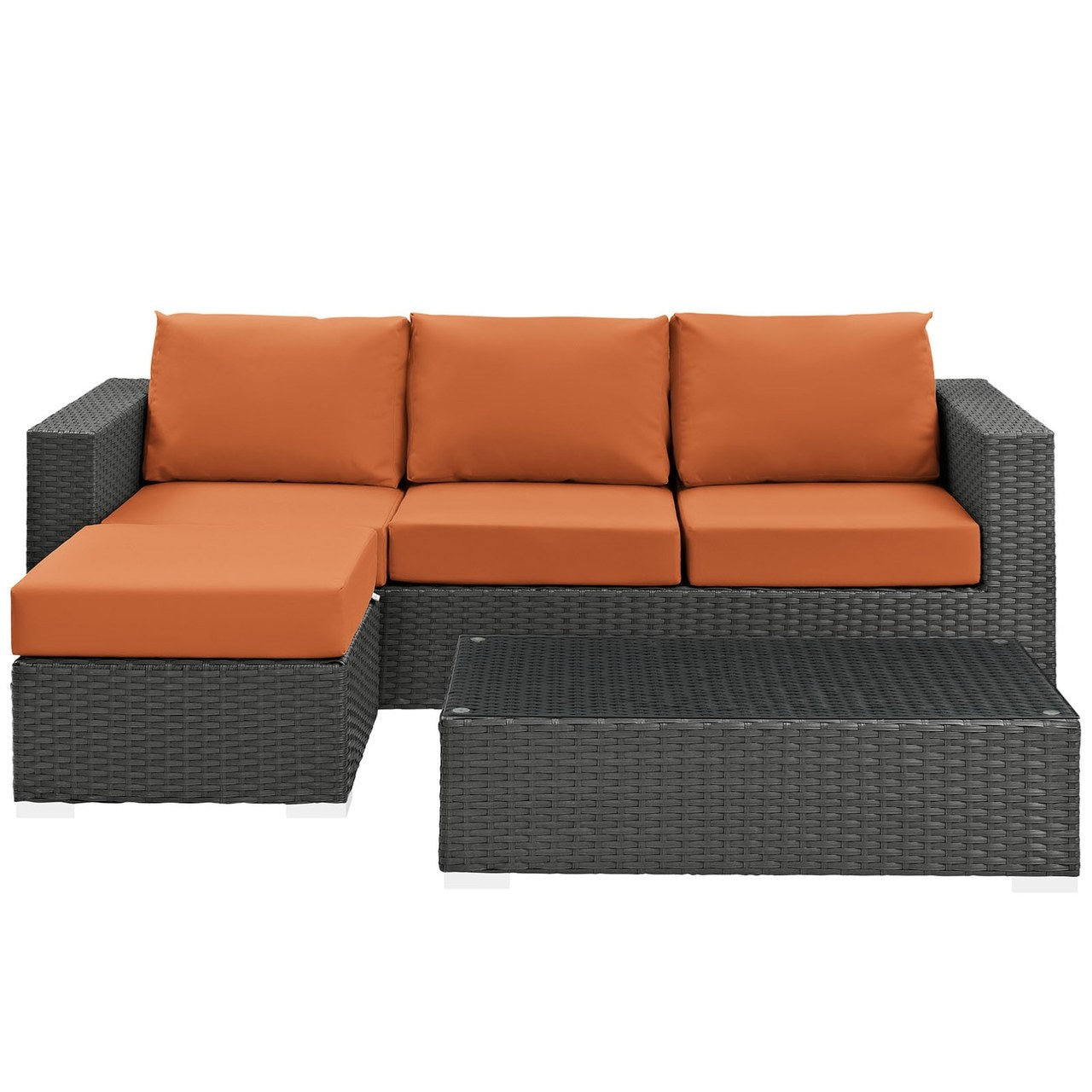 Sojourn Sectional Sofa Set , Orange, Rattan 9827