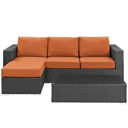 Sojourn Sectional Sofa Set , Orange, Rattan 9827
