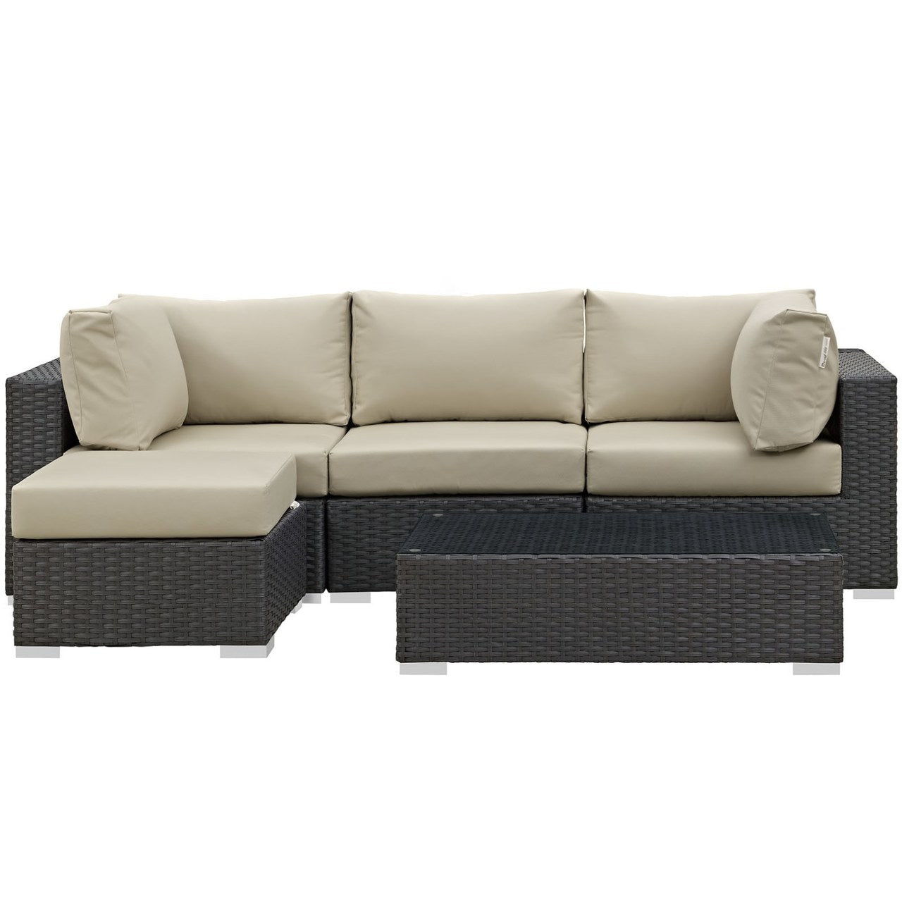 Sojourn Five PCS Outdoor Patio Sunbrella Sectional Set , Rattan, Beige 9828