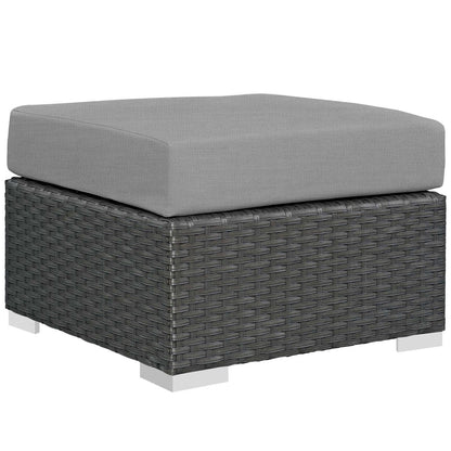 Sojourn 5 Piece Outdoor Patio Sunbrella® Sectional Set, Sunbrella Rattan Wicker, Grey Gray 13394