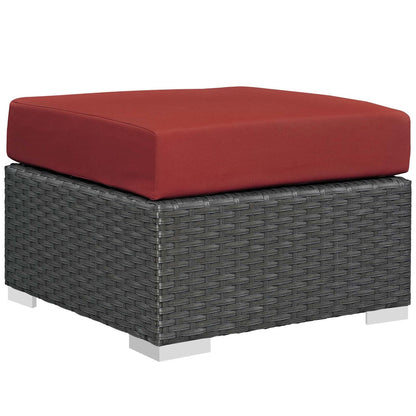 Sojourn 5 Piece Outdoor Patio Sunbrella® Sectional Set, Sunbrella Rattan Wicker, Red 13395