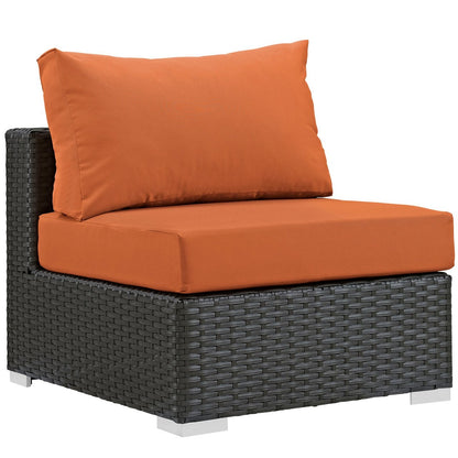 Sojourn Five PCS Outdoor Patio Sunbrella Sectional Set , Rattan, Orange 9830