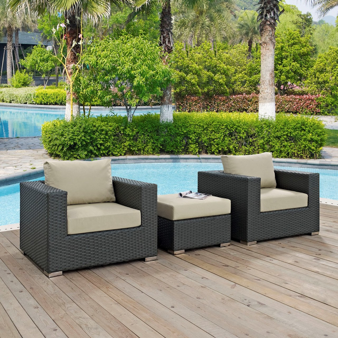 Sojourn Sectional Sofa Set, Beige, Rattan 9831