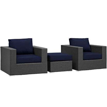 Sojourn Sectional Sofa Set, Navy, Rattan 9832