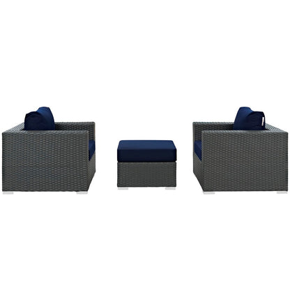 Sojourn Sectional Sofa Set, Navy, Rattan 9832
