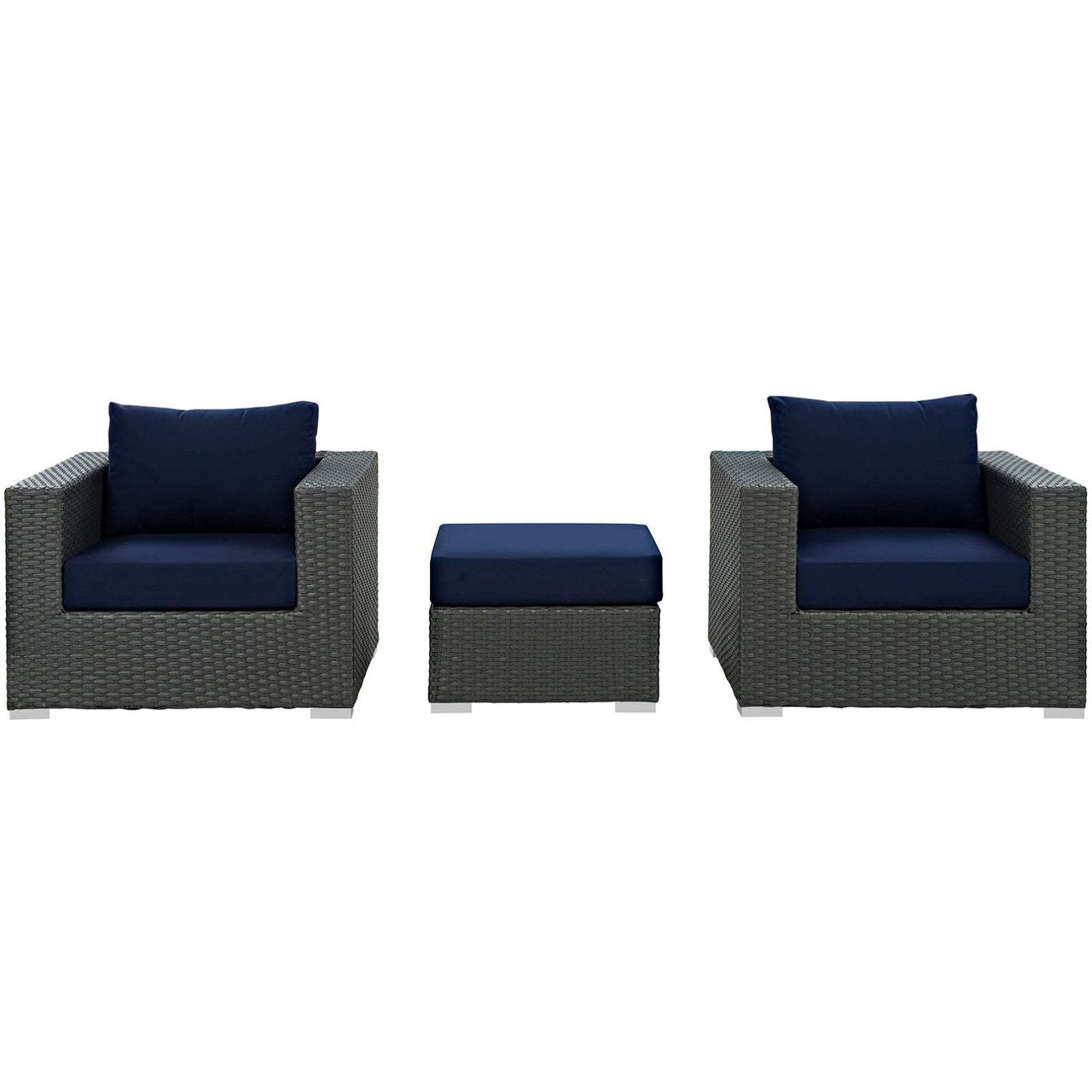 Sojourn Sectional Sofa Set, Navy, Rattan 9832