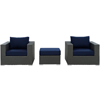 Sojourn Sectional Sofa Set, Navy, Rattan 9832
