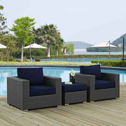 Sojourn Sectional Sofa Set, Navy, Rattan 9832