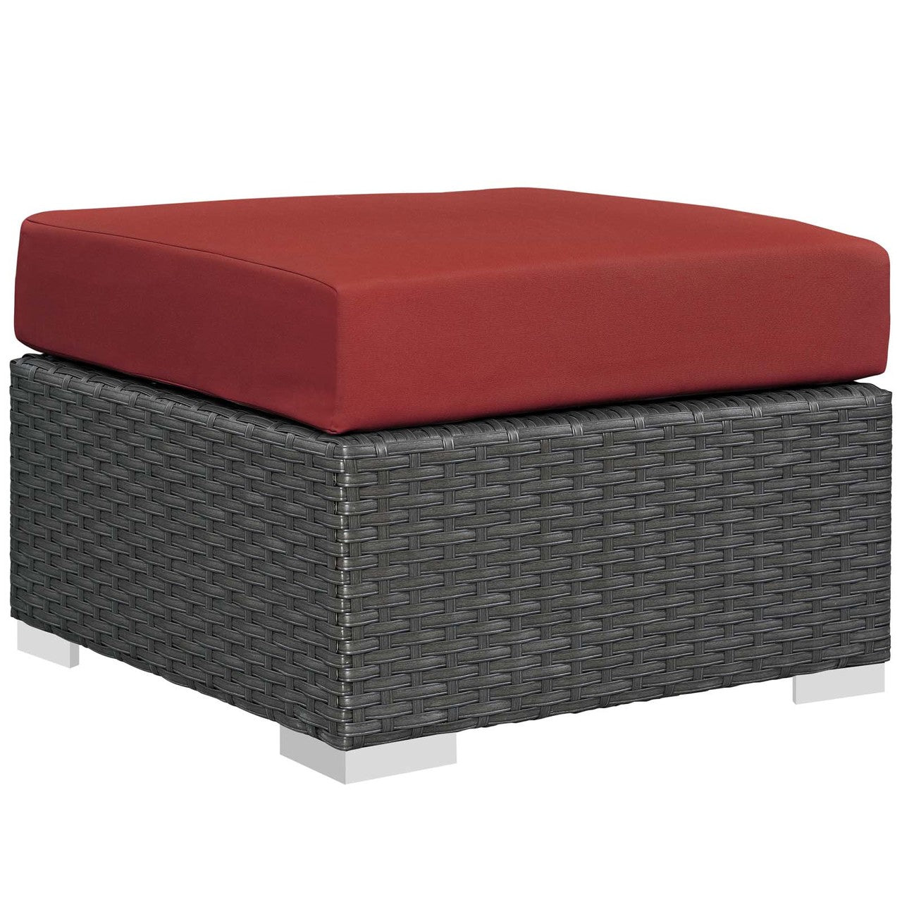 Sojourn 3 Piece Outdoor Patio Sunbrella® Sectional Set, Sunbrella Rattan Wicker, Red 13397