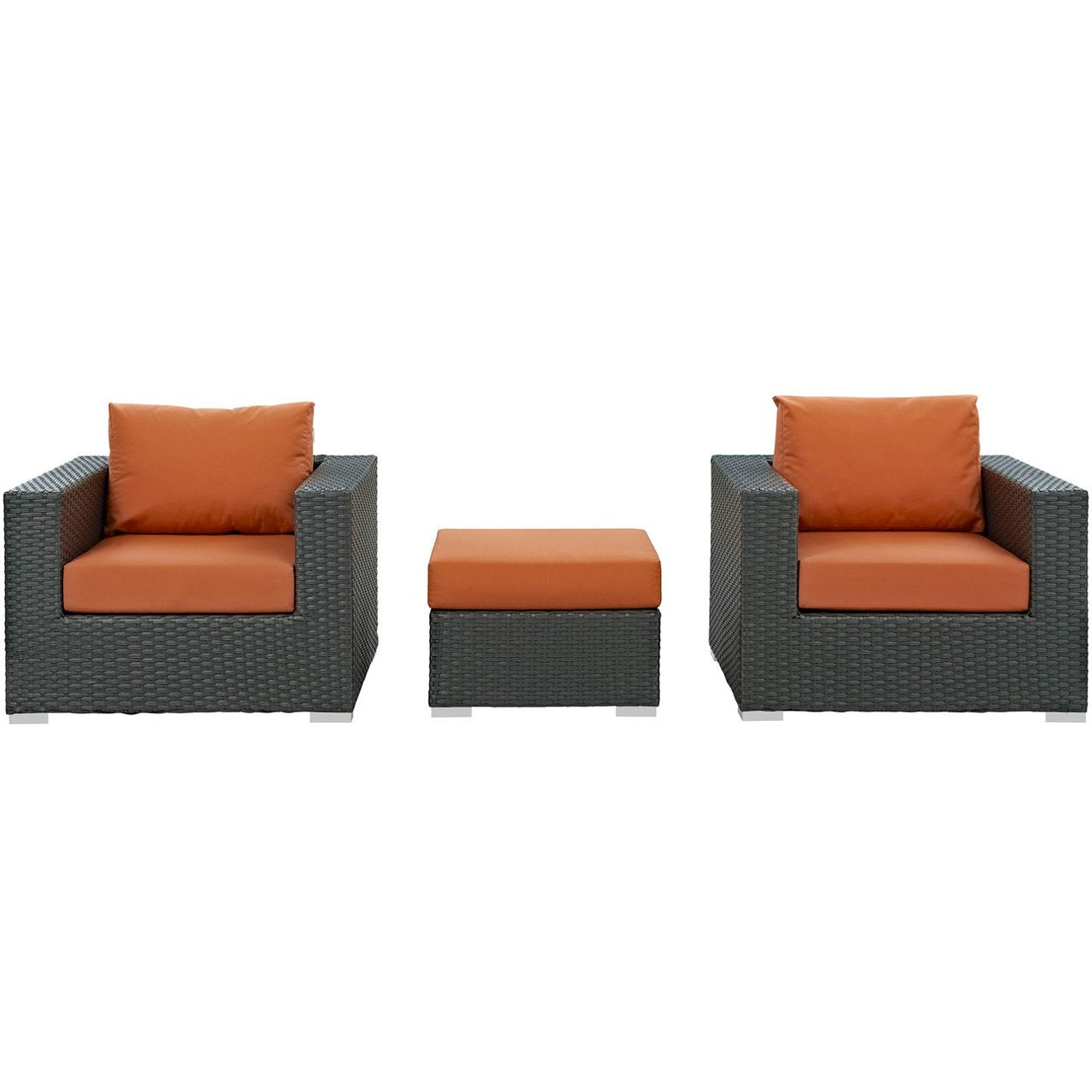 Sojourn Sectional Sofa Set, Orange, Rattan 9833