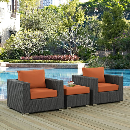 Sojourn Sectional Sofa Set, Orange, Rattan 9833