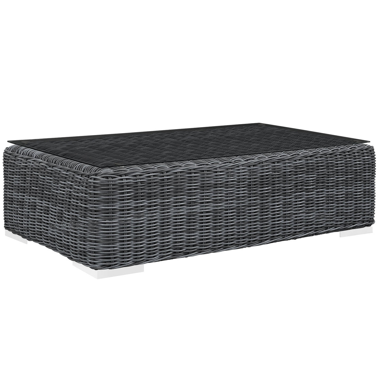 Summon Seven PCS Outdoor Patio Sectional Set, Beige, Synthetic Rattan, Fabric