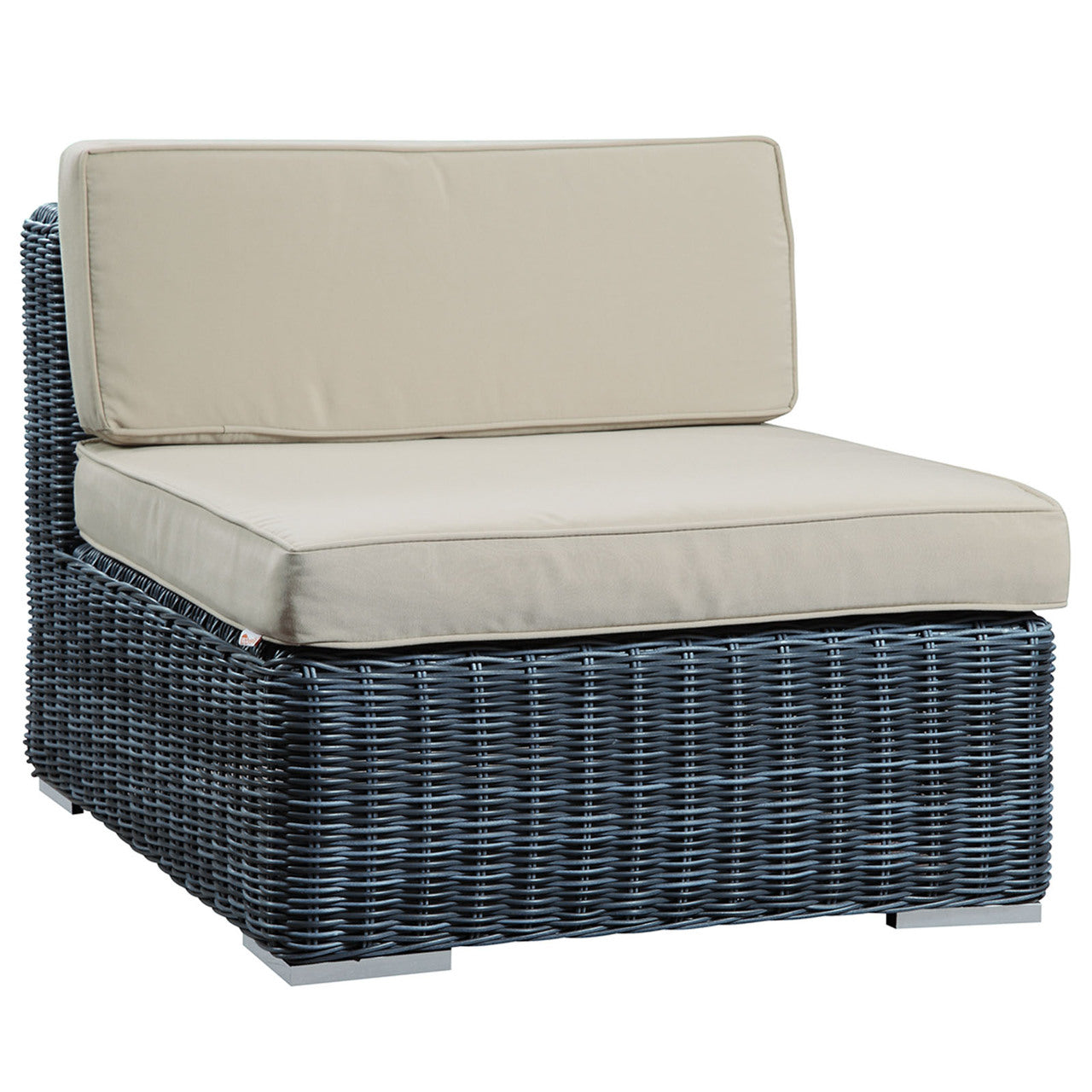 Summon Seven PCS Outdoor Patio Sectional Set, Beige, Synthetic Rattan, Fabric