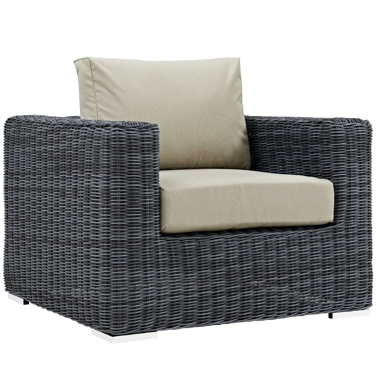 Summon Five PCS Outdoor Patio Sunbrella Sectional Set, Beige, Rattan 9836