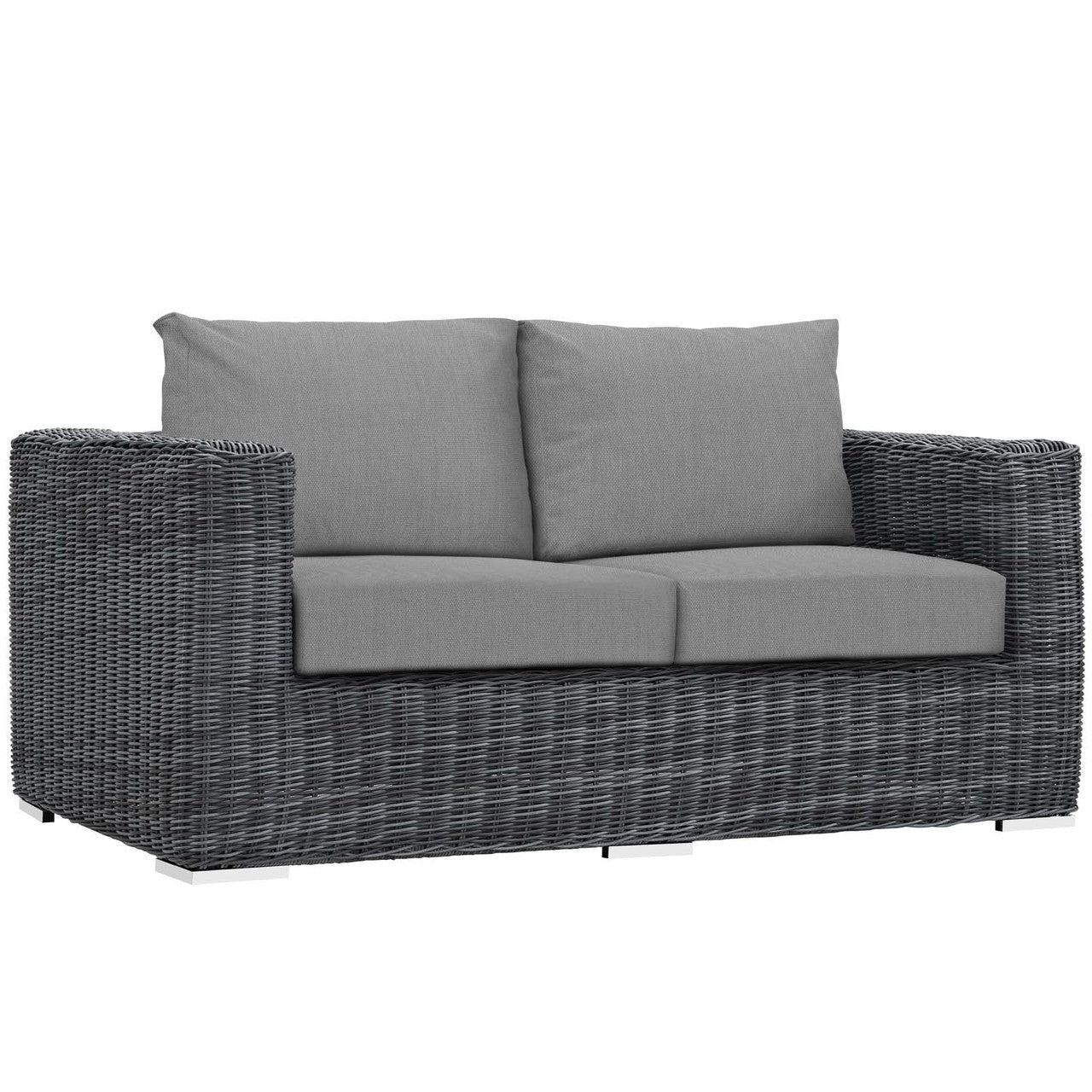 Summon 5 Piece Outdoor Patio Sunbrella® Sectional Set, Sunbrella Rattan Wicker, Grey Gray 13400