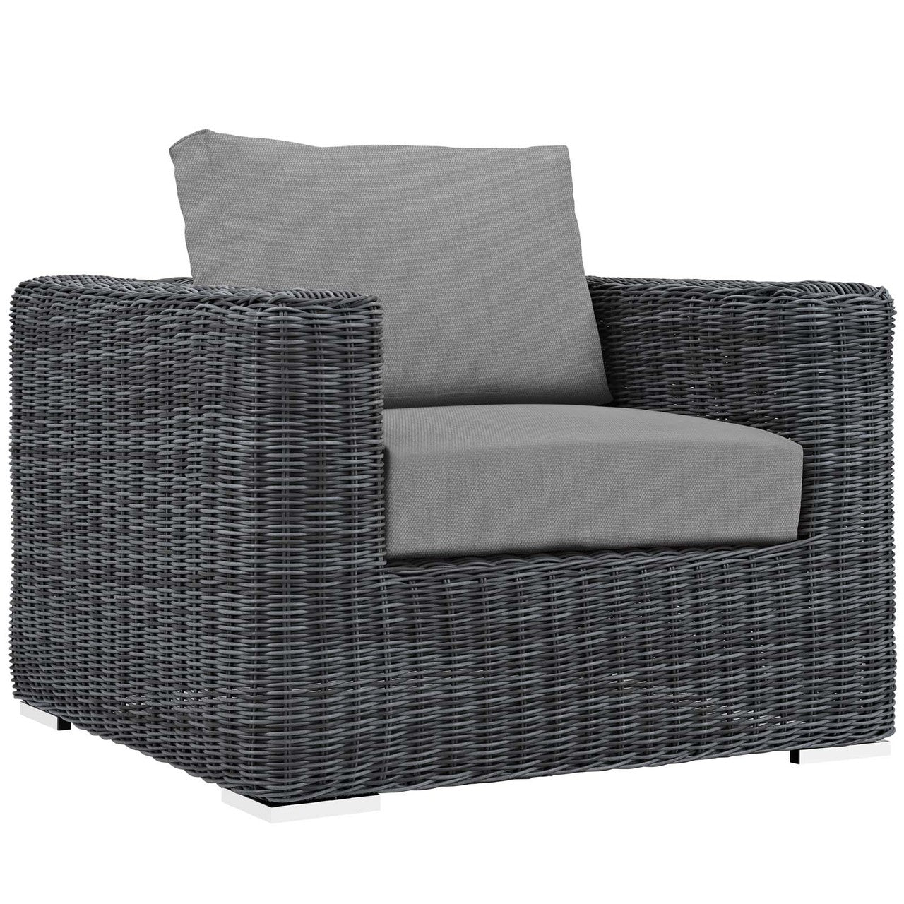 Summon 5 Piece Outdoor Patio Sunbrella® Sectional Set, Sunbrella Rattan Wicker, Grey Gray 13400