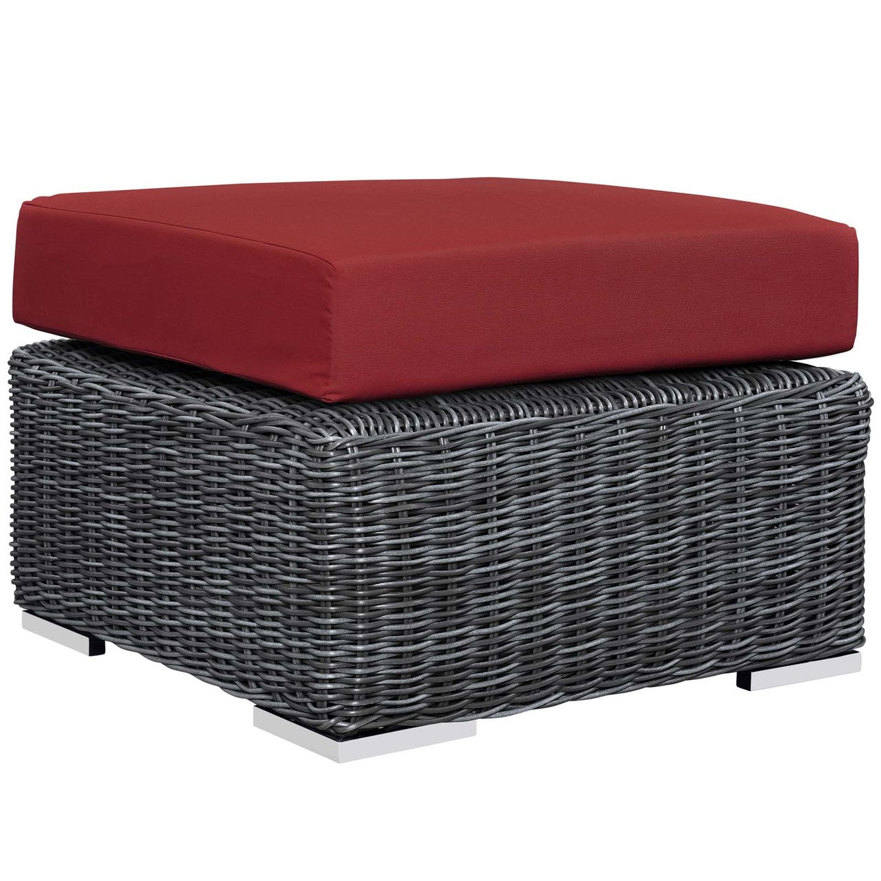Summon 5 Piece Outdoor Patio Sunbrella® Sectional Set, Sunbrella Rattan Wicker, Grey Red 13401