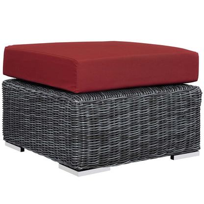 Summon 8 Piece Outdoor Patio Sunbrella® Sectional Set, Sunbrella Rattan Wicker, Grey Red 13403