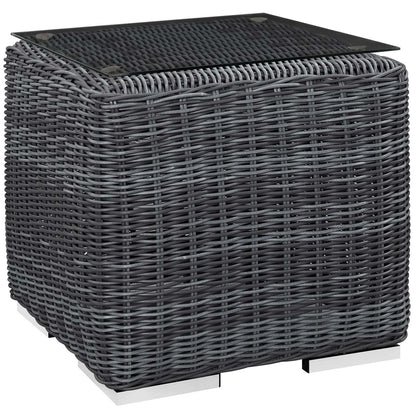 Summon 8 Piece Outdoor Patio Sunbrella® Sectional Set, Sunbrella Rattan Wicker, Grey Red 13403