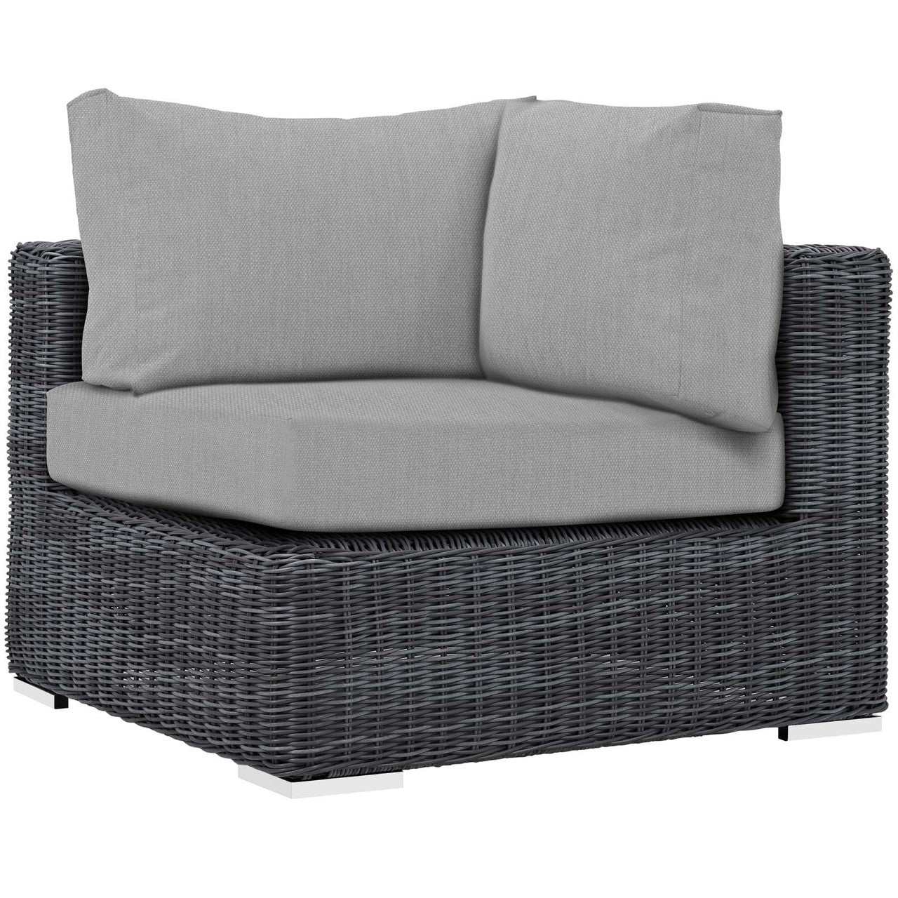 Summon 5 Piece Outdoor Patio Sunbrella® Sectional Set, Sunbrella Rattan Wicker, Grey Gray 13406