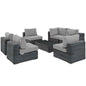 Summon 7 Piece Outdoor Patio Sunbrella® Sectional Set, Sunbrella Rattan Wicker, Grey Gray 13408