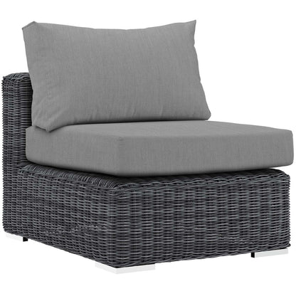 Summon 7 Piece Outdoor Patio Sunbrella® Sectional Set, Sunbrella Rattan Wicker, Grey Gray 13408
