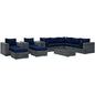 Summon Ten PCS Outdoor Patio Sunbrella Sectional Set, Navy, Rattan 9859