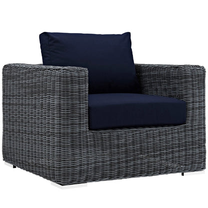 Summon Ten PCS Outdoor Patio Sunbrella Sectional Set, Navy, Rattan 9859
