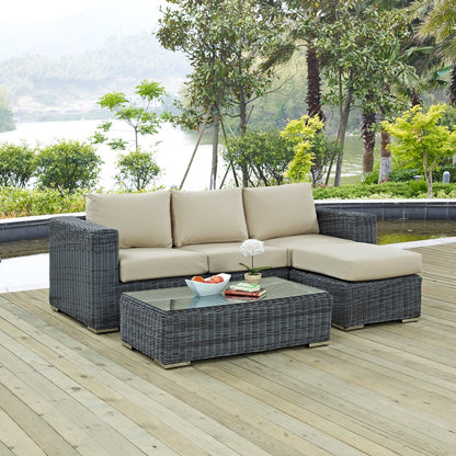 Summon Sectional Sofa Set, Beige, Rattan 9861