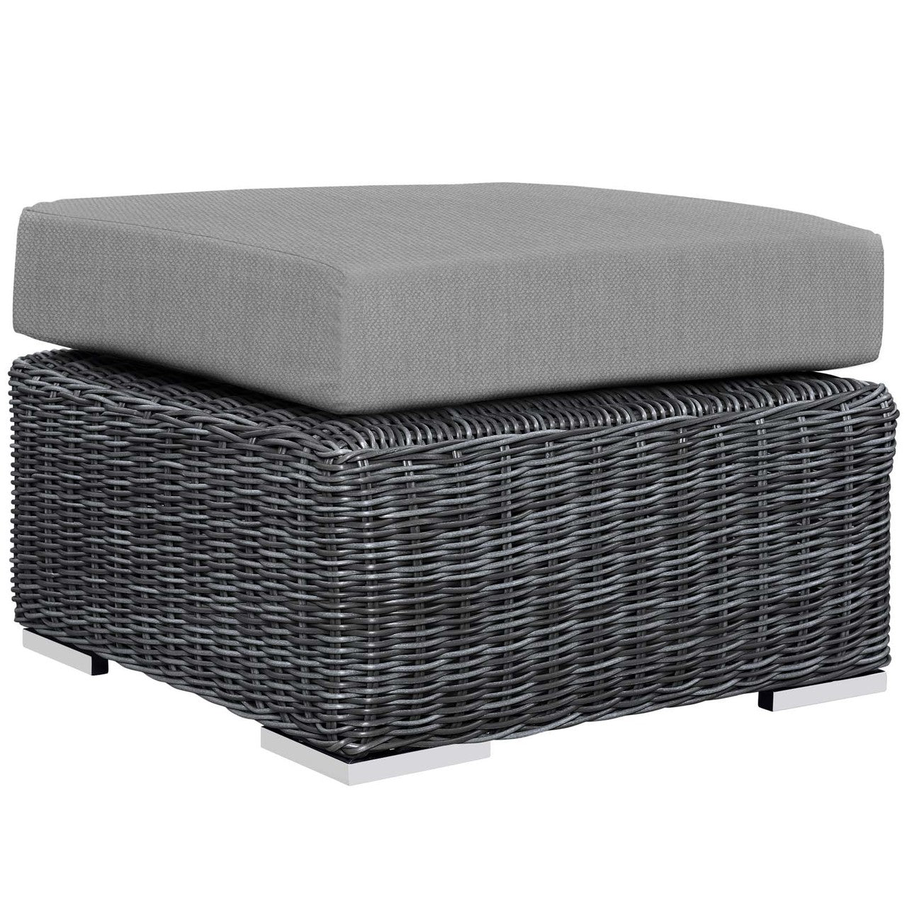 Summon 3 Piece Outdoor Patio Sunbrella® Sectional Set, Sunbrella Rattan Wicker, Grey Gray 13416