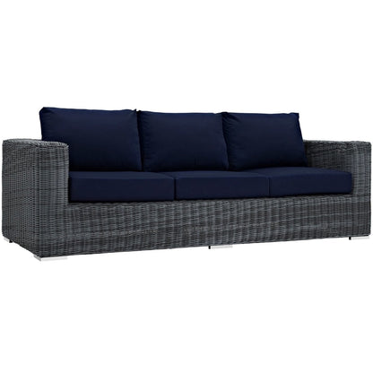 Summon Sectional Sofa Set, Navy, Rattan 9862