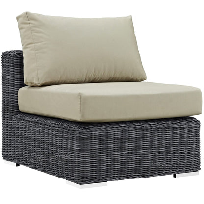 Summon Five PCS Outdoor Patio Sunbrella Sectional Set, Beige, Rattan 9864