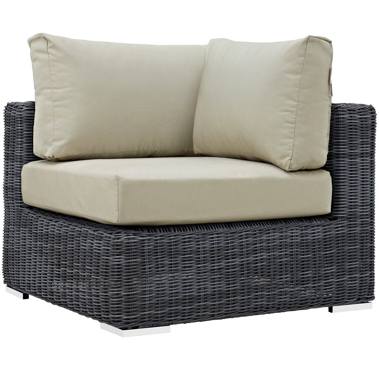 Summon Five PCS Outdoor Patio Sunbrella Sectional Set, Beige, Rattan 9864