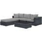 Summon 5 Piece Outdoor Patio Sunbrella® Sectional Set, Sunbrella Rattan Wicker, Grey Gray 13418