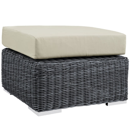 Summon Three PCS Outdoor Patio Sectional Set, Beige, Fabric, Synthetic Rattan