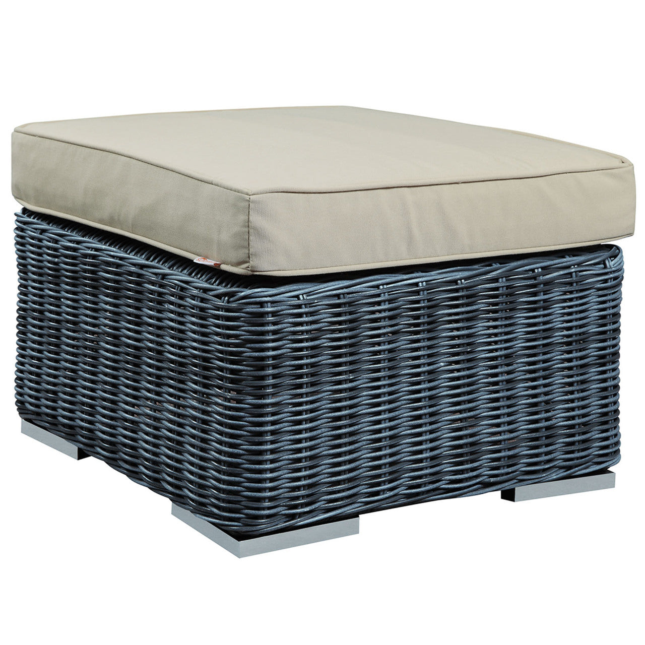 Summon Three PCS Outdoor Patio Sectional Set, Beige, Fabric, Synthetic Rattan