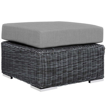 Summon 3 Piece Outdoor Patio Sunbrella® Sectional Set, Sunbrella Rattan Wicker, Grey Gray 13420