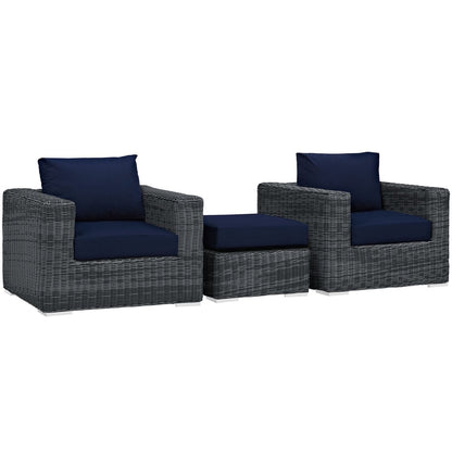 Summon Sectional Sofa Set, Navy, Rattan 9867