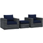 Summon Sectional Sofa Set, Navy, Rattan 9867