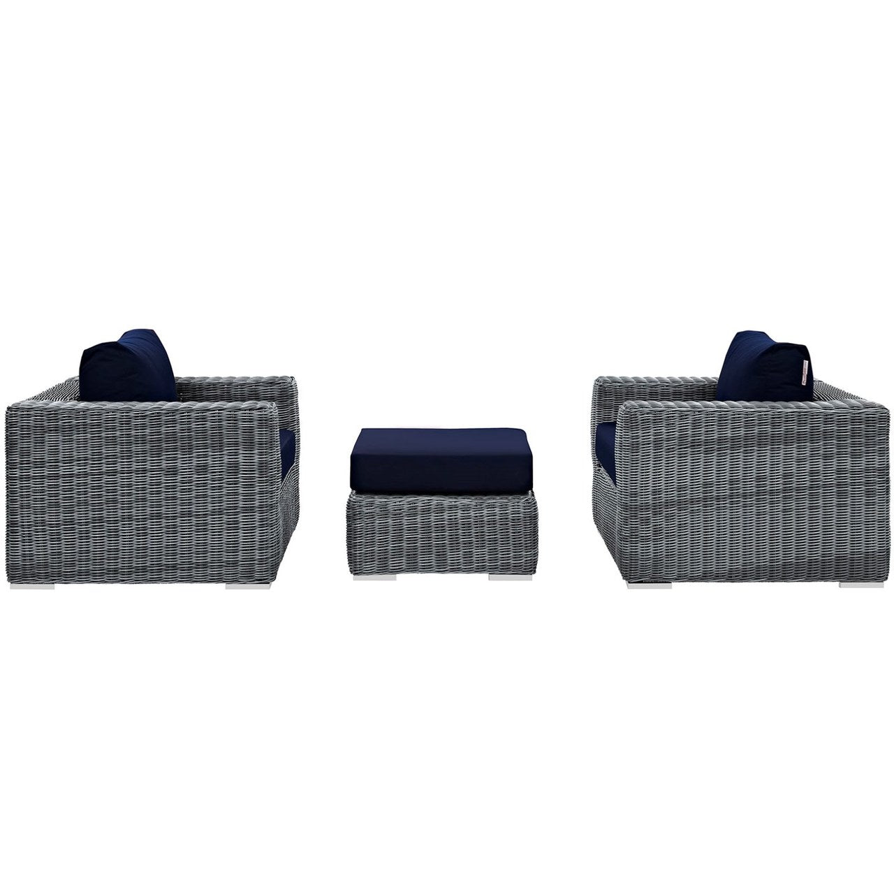 Summon Sectional Sofa Set, Navy, Rattan 9867