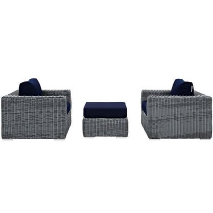Summon Sectional Sofa Set, Navy, Rattan 9867