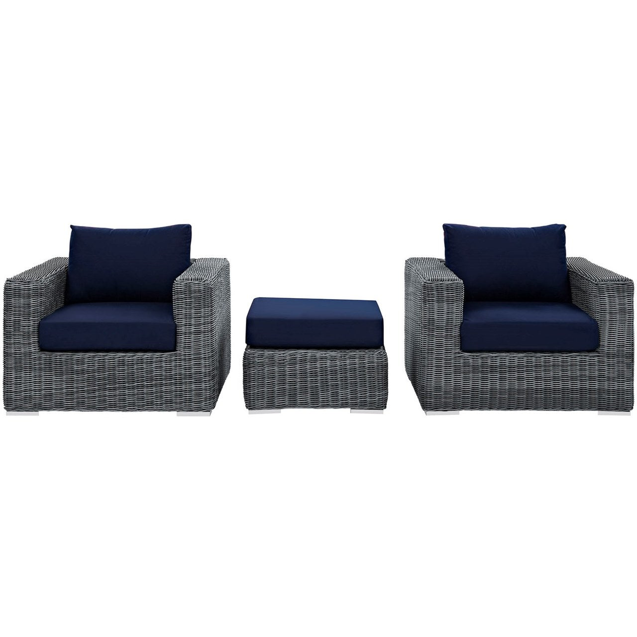 Summon Sectional Sofa Set, Navy, Rattan 9867