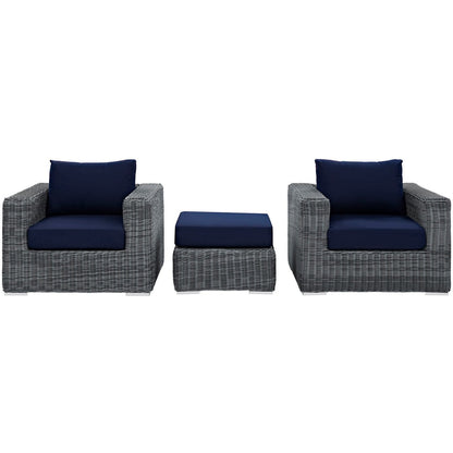 Summon Sectional Sofa Set, Navy, Rattan 9867