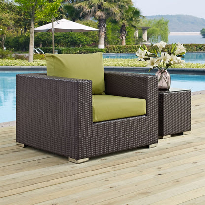 Convene Outdoor Patio Armchair, Green, Rattan 9872