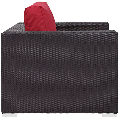 Convene Outdoor Patio Armchair, Red, Rattan 9873