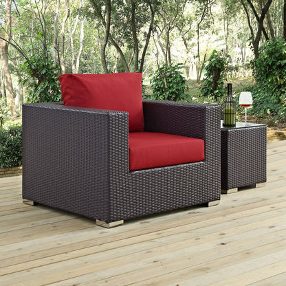 Convene Outdoor Patio Armchair, Red, Rattan 9873