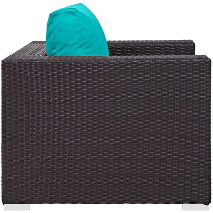 Convene Outdoor Patio Armchair, Blue, Rattan 9874