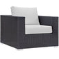 Convene Outdoor Patio Armchair, White, Rattan 9875