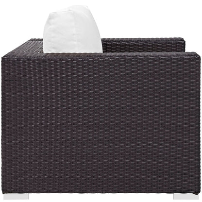 Convene Outdoor Patio Armchair, White, Rattan 9875