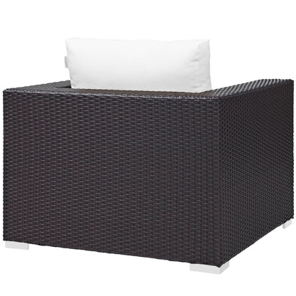 Convene Outdoor Patio Armchair, White, Rattan 9875